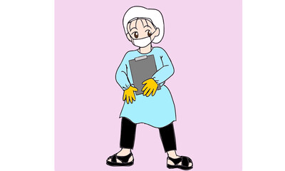 マスクをして防護服を着た看護師