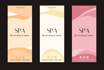 Minimalistic spa and healthcare design brochure. Flyer template with elements of medicine, spa, ayurveda, yoga and natural organic topics.