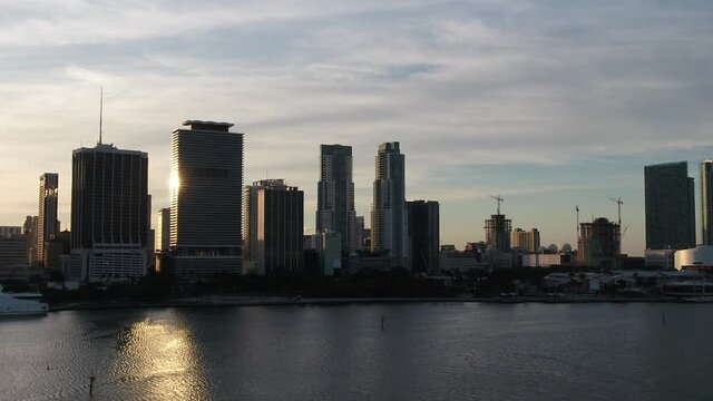 Aerial view of Miami Downtown Florida Drone in the city 