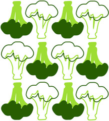 healthy green broccoli patern flat