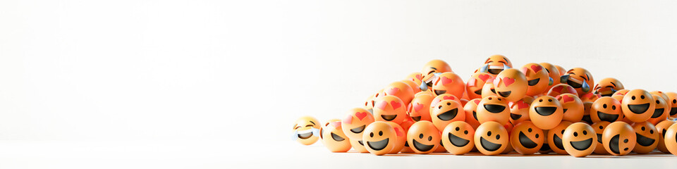 Infinite emoticons 3d rendering background, social media and communications concept
