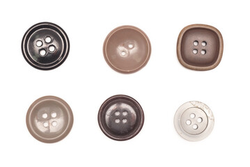Old buttons collection isolated on the white background.