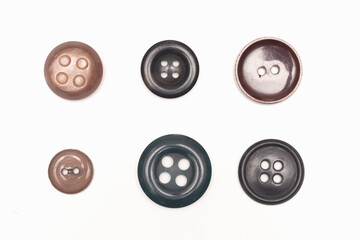 Old buttons collection isolated on the white background.