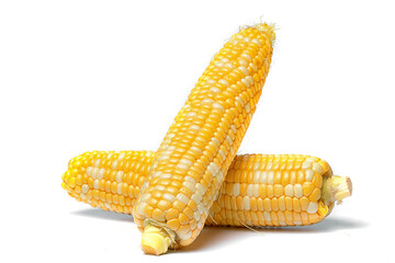 sweet and juicy corn on the cob on a white background