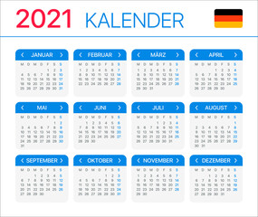 2021 Calendar - vector template graphic illustration - German version
