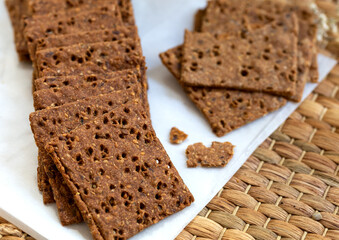 Healthy fresh rye baked crackers

