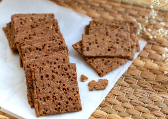Healthy fresh rye baked crackers
