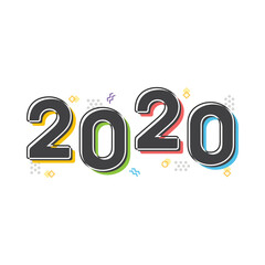 2020 Year, New Year Retro Vector Text Illustration Background