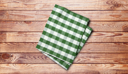 Napkin. Stack of colorful dish towels on brown desk