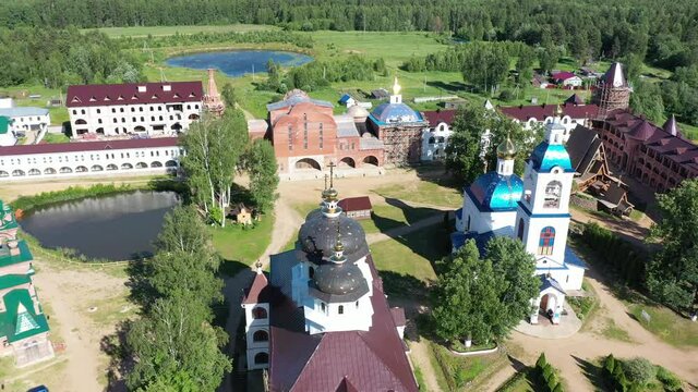 Nikolo-Solbinsky nunnery, Yaroslavl region, Pereslavl district, Solba market on a summer day. 