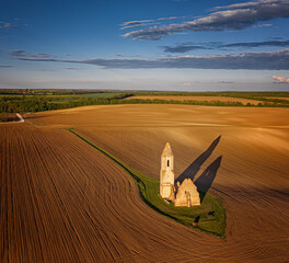 Obraz premium Ruins in Somogyvamos, Hungary aerial drone view