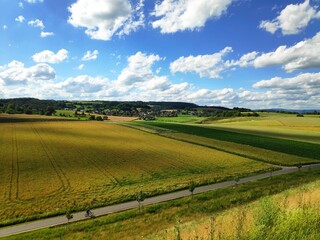Fototapeta na wymiar A dramatic afternoon sky in Franconia, Germany on a beautiful July day.