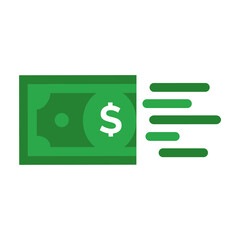 Fast Send Money Transfer Funds Payment Vector Icon. Flying Dollar Money Send Logo.