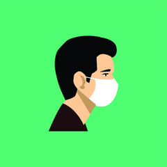 Man in medical face mask.Dangerous chinese coronavirus quarantine.Character mask protection against germs of infection.Medical disease protection concept. Vector flat illustration.