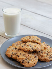 Chocolate cookies  with glass of milk
