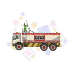 Naklejka premium Fuel tanker with diamonds on white isolated background, vector illustration for prints, posters, booklets, logos, icons or elements of design for Airport life or ground facilities topic.