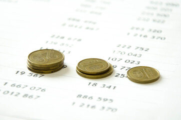  calculator and copecks lie on a white background near the diary