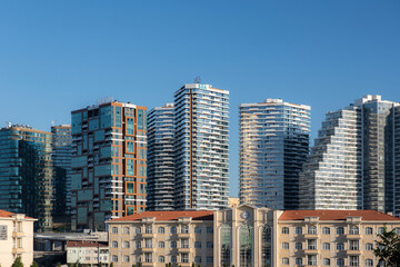 Fototapeta na wymiar New high-rise buildings in Fikirtepe, Kadıkoy. Istanbul Kadikoy district with sunny day.