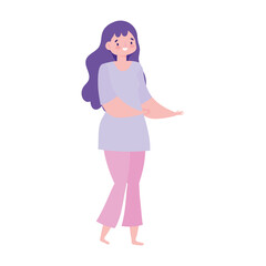 young woman character female standing isolated icon design white background
