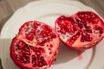 pomegranate on a plate