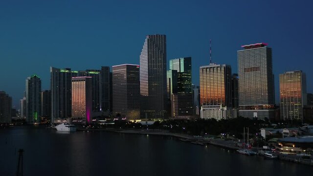 Sunrise Dusk in Miami City Downtown