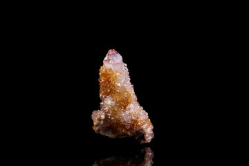 macro stone mineral cactus quartz amethyst on a black background