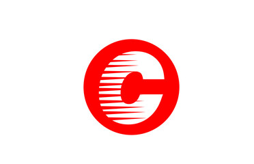 alphabet letter logo C icon for company and business. Simple icon design for corporate identity with line stripes and red circle