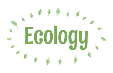 Ecology vector flat logo design. Save the planet, eco-friendly lifestyle, green energy, organic food, zero waste, recycling, environment preservation, ecology protection company label concept.