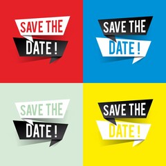 Modern design save the date text on speech bubbles concept. Vector illustration