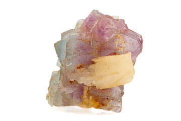 macro stone mineral fluorite baryte on a white background
