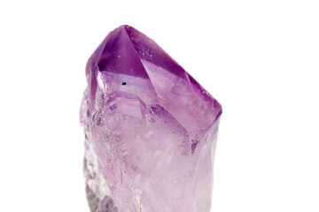 macro stone mineral amethyst on a white background