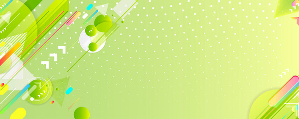 Bright summer playful asymmetric cheerful green background juicy colors orange with geometric elements, lines and dots. Stock Vector Colorful Combinations