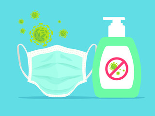 FACE MASK, AND HAN SANITIZER, VIRUS