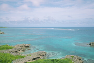 Fototapeta na wymiar Okinawa,Japan-June 21, 2020: Beautiful coral reef at Miyako island, Okinawa, Japan 