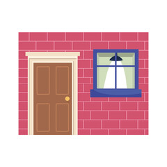 facade home door window lamp light isolated icon design