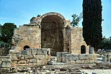 Stone ruins of the ancient Roman city of Gortyn on the island of Crete