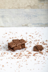 Bitter chocolate piece on the table