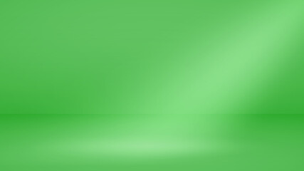 Empty studio background with soft lighting in green colors