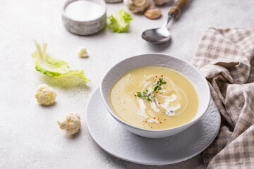 Healthy vegan cauliflower cream soup