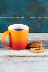Oatmeal cookies with a cup of tea