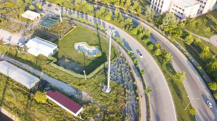 aerial view of mobile base station