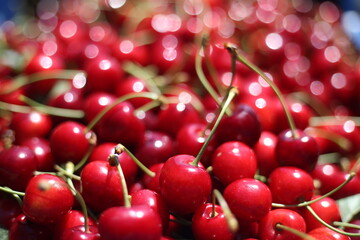 red cherries background