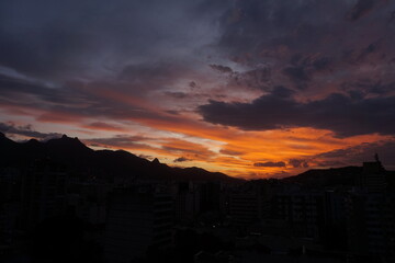 sunset over the nothern regio of Rio de Janeiro city 