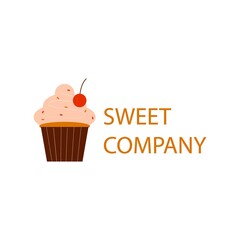 logo for a pastry shop, cafe. image with baking and food. cute pancake. sweet cupcake.