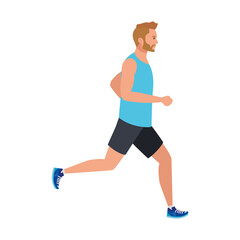 Fototapeta na wymiar man running, man in sportswear jogging, male athlete, sporty person vector illustration design