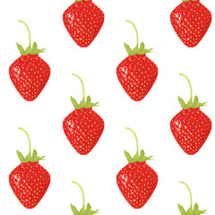 Crooked tasty ripe sweet strawberry. Seamless pattern. Vector Illustration