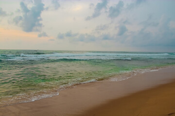 Ocean view off the coast of the Indian Ocean in Hikkaduwa, Sri Lanka. The concept of leisure and tourism.