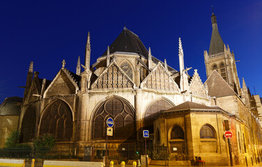 facade of medieval Church of Saint-Severin in Paris. France.