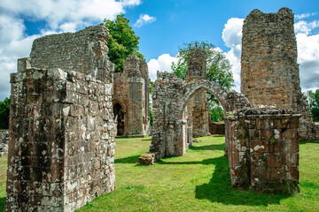 Ruins of Bayham Abbey, East Sussex, UK - church, chapter house and gatehouse