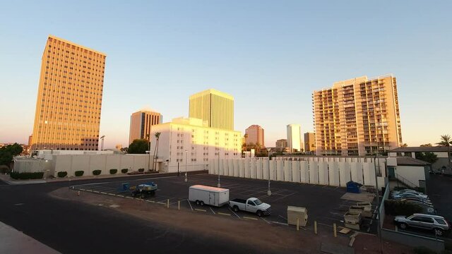 Time lapse sun down transition of Downtown Phoenix 